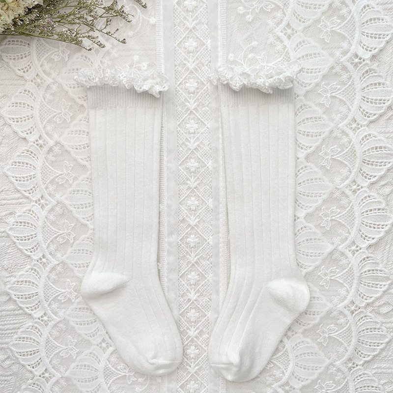 Solid Braided Design Socks - White - 6-9Y - image 20
