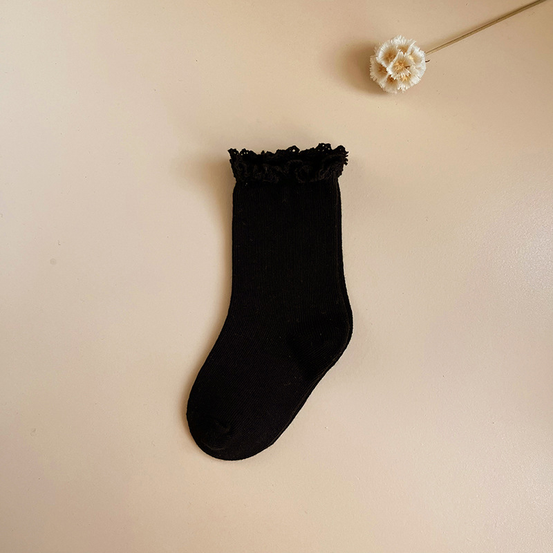 Solid Braided Design Socks - Black - 3-5Y - image 8