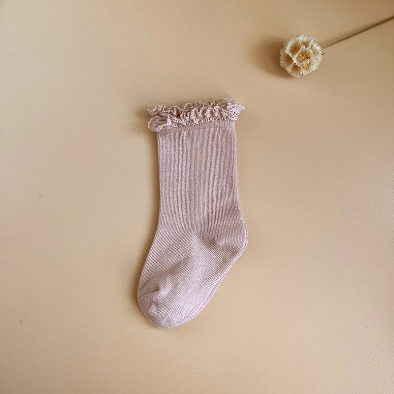 Solid Braided Design Socks - Pink - 3-5Y - image 9