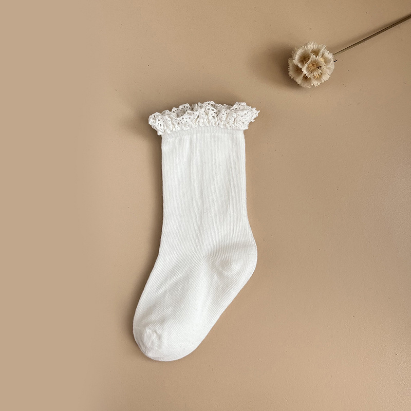 Solid Braided Design Socks - White - 3-5Y - image 10