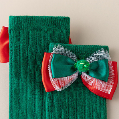 Solid With Bow Socks - image 4