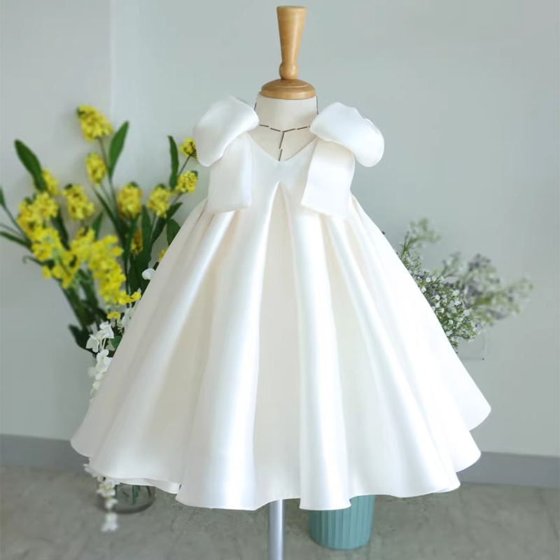 Satin Bow Sleeveless Mid-long Dresses - image 2