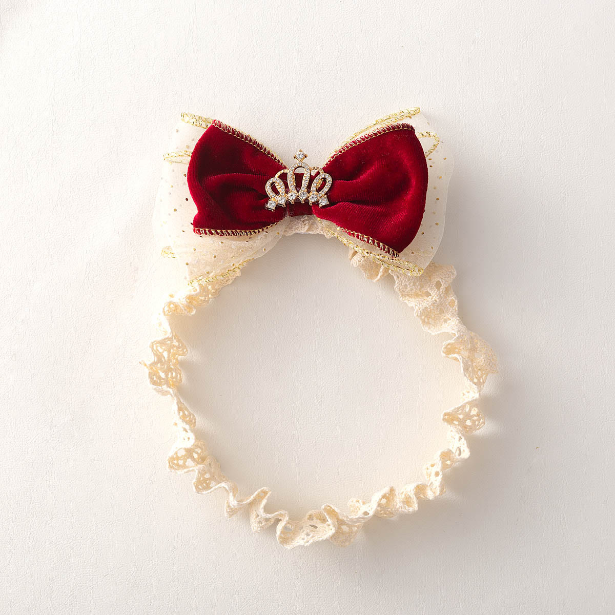 Polka Dots With Bow Hairband - Wine - 0-3Y - image 3