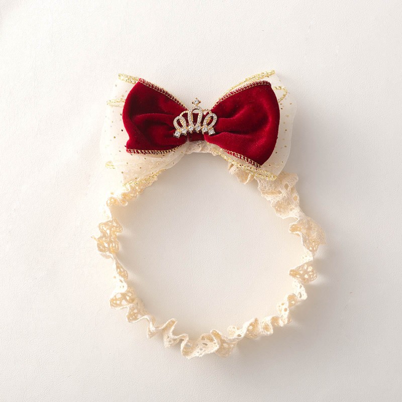 Polka Dots With Bow Hairband - Wine - 0-3Y - image 3