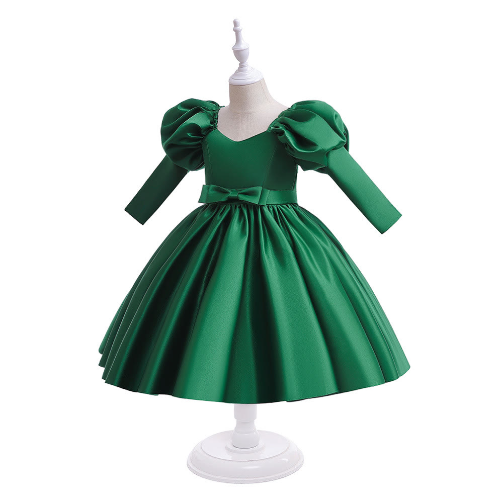 Satin Bow Long Sleeve Midi Dresses - image 18