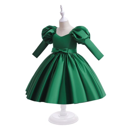 Satin Bow Long Sleeve Midi Dresses - image 18