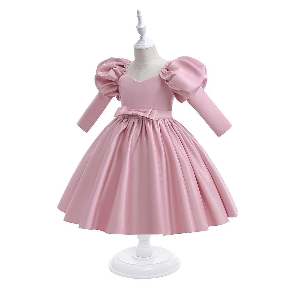 Satin Bow Long Sleeve Midi Dresses - image 29