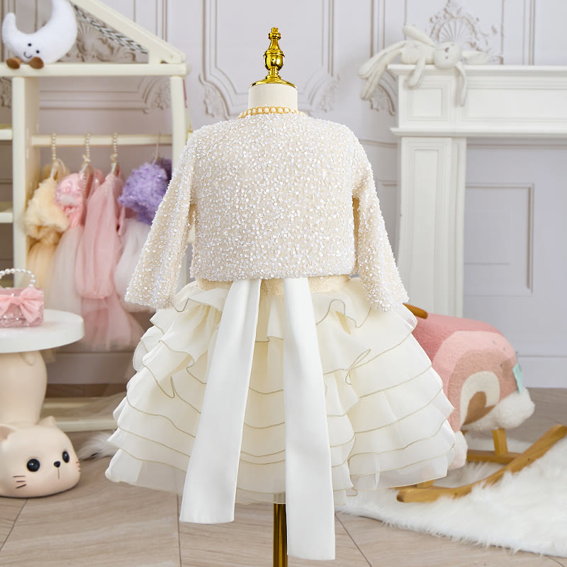 Glitter Folds Long Sleeve Midi Two-piece Set&tops - image 2