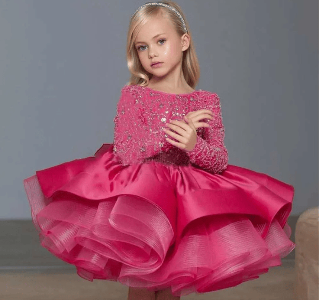 Glitter Bow Long Sleeve Midi Dresses - image 10