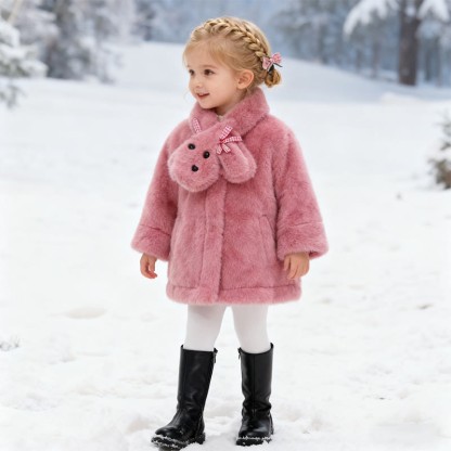 Faux Fur Fur Collar Long Sleeve Regular Outerwears - image 4