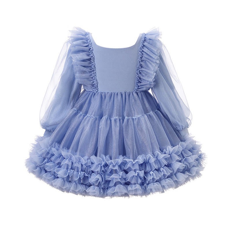 [Archive Sale] Mesh Folds Bow Long Sleeve Regular Dresses - image 2