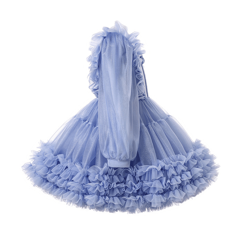 [Archive Sale] Mesh Folds Bow Long Sleeve Regular Dresses - image 3