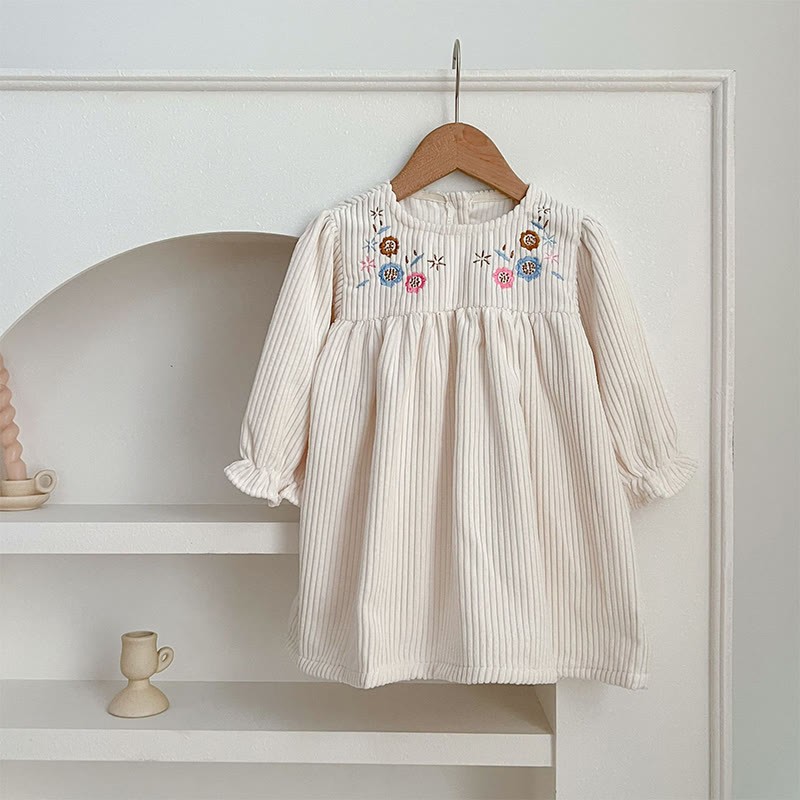 Corduroy Ditsy Floral Long Sleeve Mid-long Dresses&Bodysuit - image 16