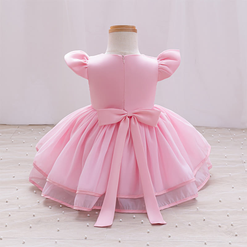 Organza Rosette Cap Sleeve Midi Dresses - image 9