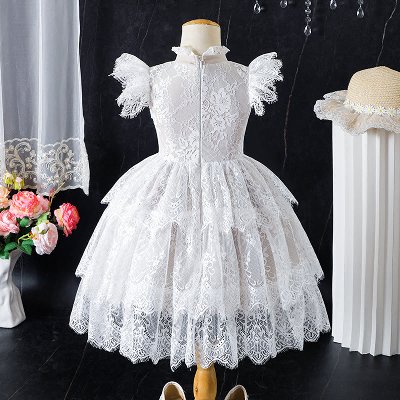 Lace Folds Cap Sleeve Midi Dresses - image 2