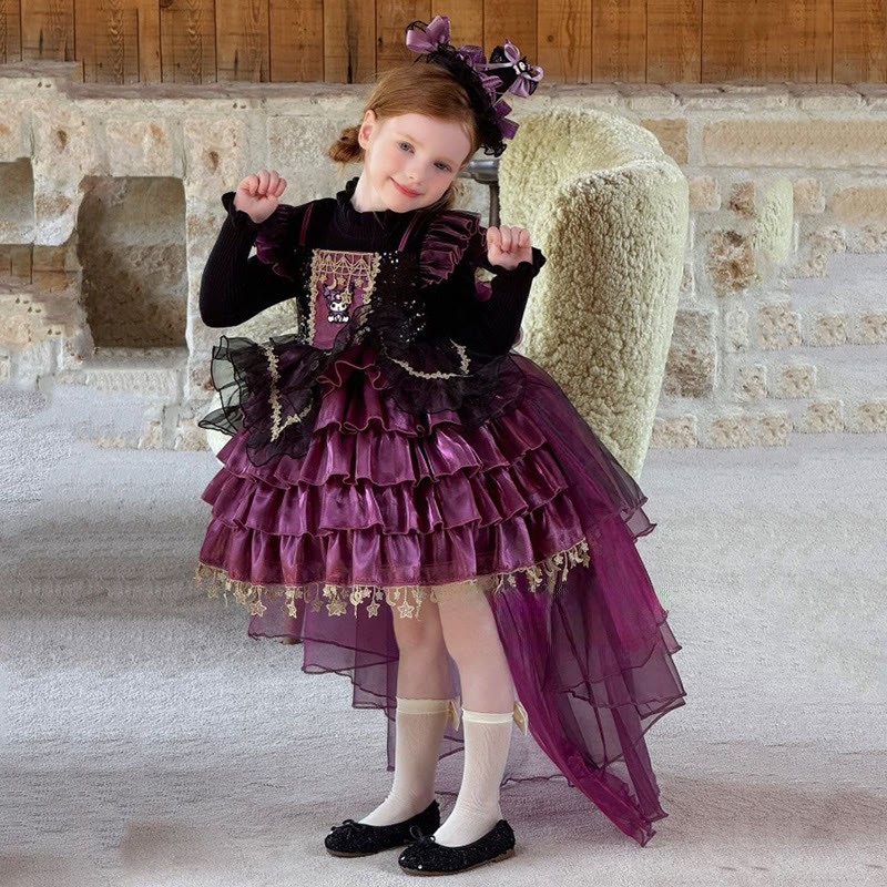 [Archive Sale] Velvet Split Joint Long Sleeve Midi Dresses - Purple Dresses - 110cm - image 1