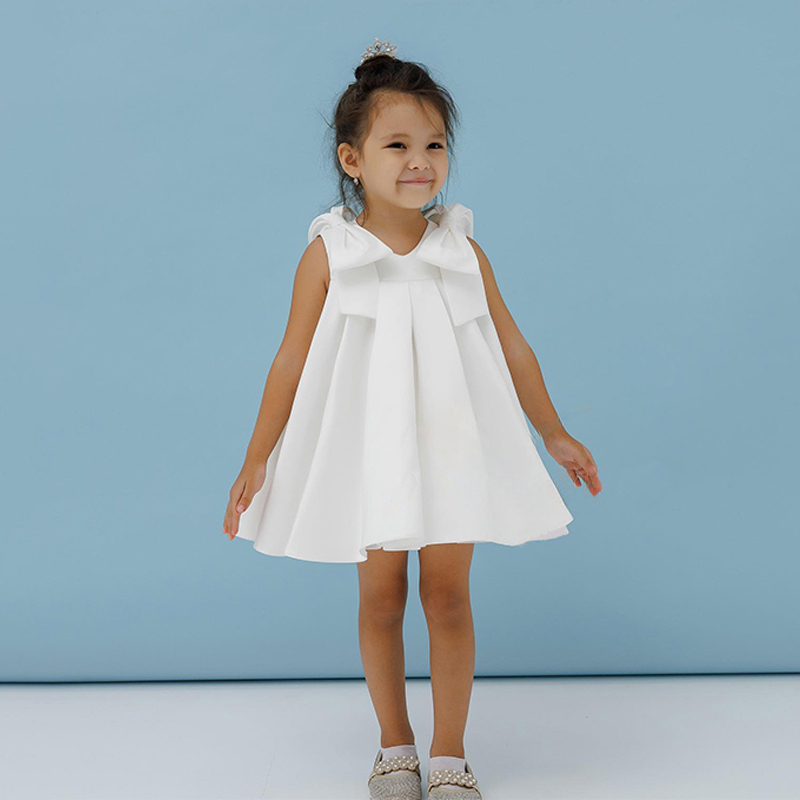 Satin Bow Sleeveless Mid-long Dresses - image 4