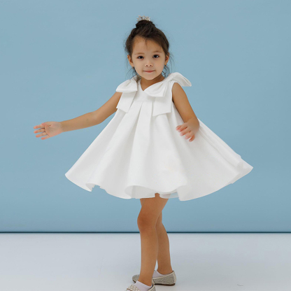 Satin Bow Sleeveless Mid-long Dresses - image 3