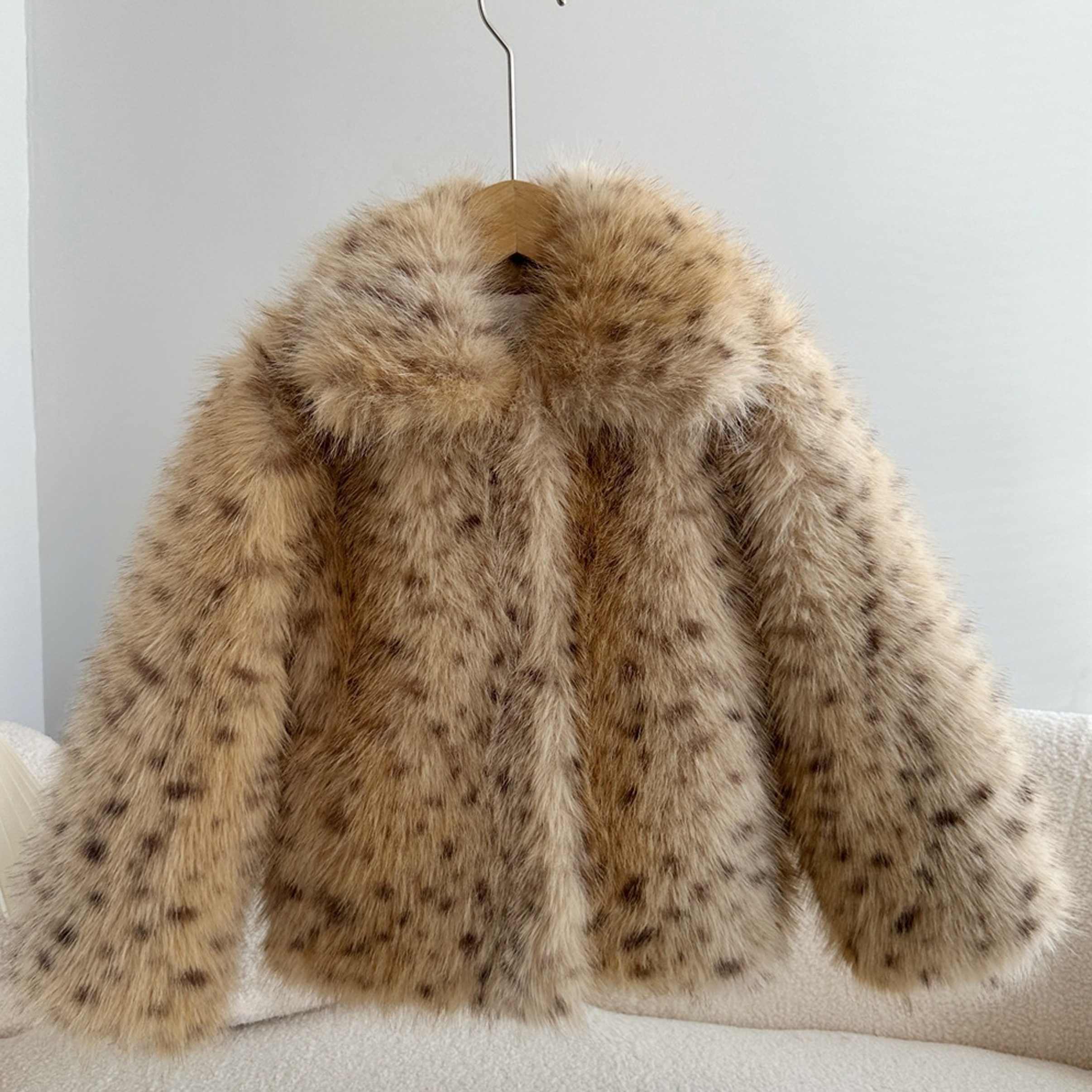 Faux Fur Collar Long Sleeve Regular Outerwears - Khaki - 9-10Y - image 1