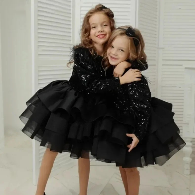 Glitter Bow Long Sleeve Midi Dresses - image 2