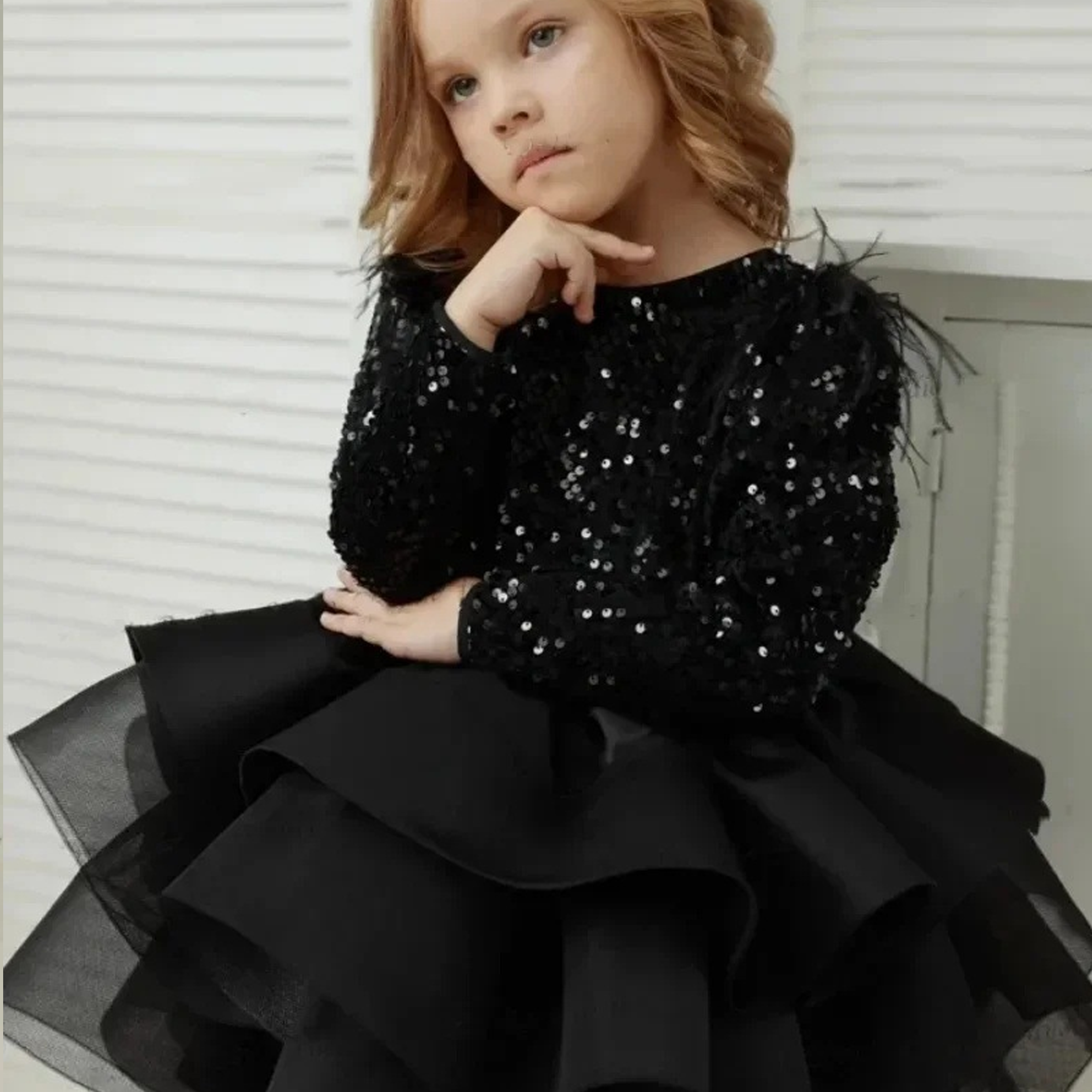 Glitter Bow Long Sleeve Midi Dresses - image 3