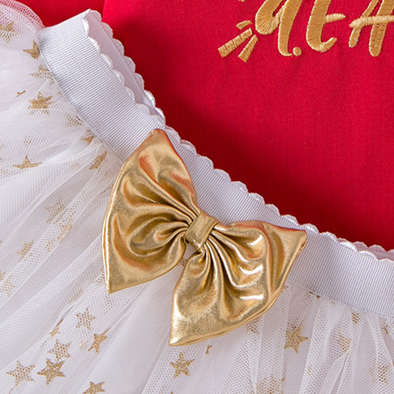 Mesh  Bow Printing Long Sleeve Regular Two-piece Set - image 3