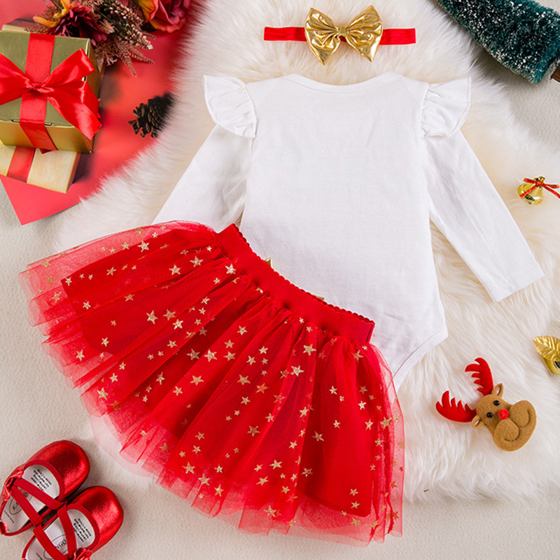 Mesh  Bow Printing Long Sleeve Regular Two-piece Set - image 9