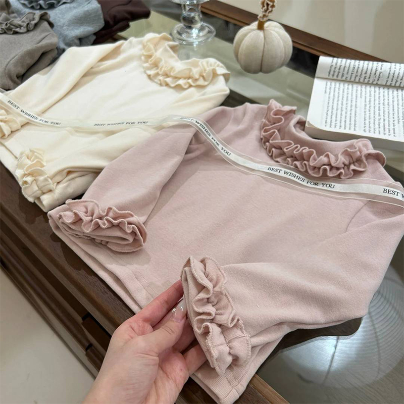 Cotton Flouncing Long Sleeve Regular Tops - image 9