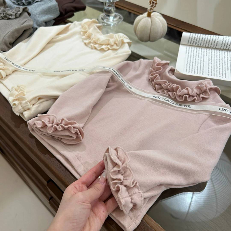Cotton Flouncing Long Sleeve Regular Tops - image 9