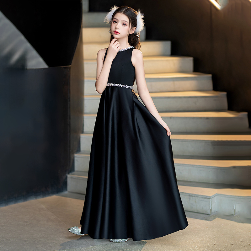 Satin Rhinestone Sleeveless Maxi Dresses - image 2
