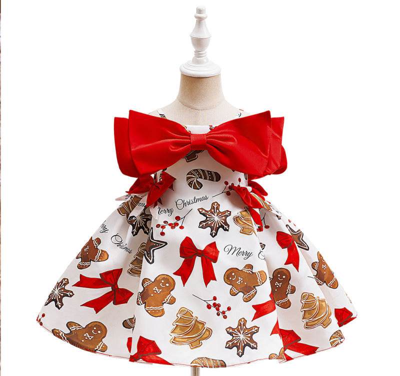 Satin Bow Sleeveless Midi Dresses - Red - 2-3Y - image 1