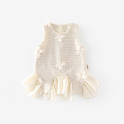 [Archive Sale] Chemical Fiber Blend Rosette Long Sleeve Regular Two-piece Set - White Dresses - 90cm - image 4