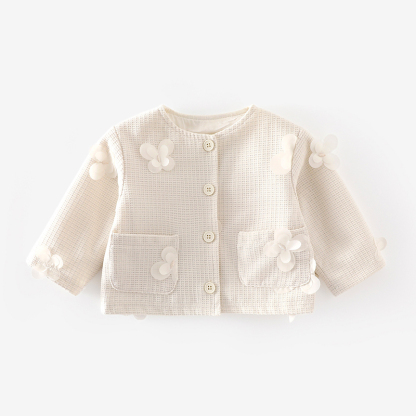 [Archive Sale] Chemical Fiber Blend Rosette Long Sleeve Regular Two-piece Set - White Outwears - 90cm - image 3