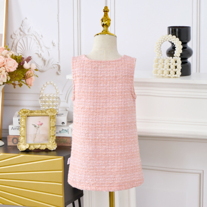 Tweed Buckle Bow Sleeveless Regular Dresses - image 4