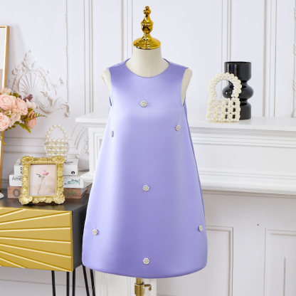 Satin Imitation Pearls Sleeveless Regular Dresses - image 9