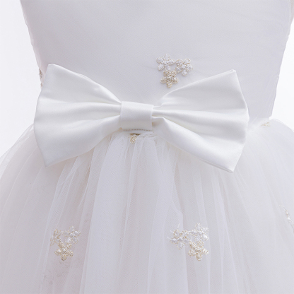 [Archive Sale] Mesh Bow Imitation Pearls Sleeveless Midi Dresses - image 9