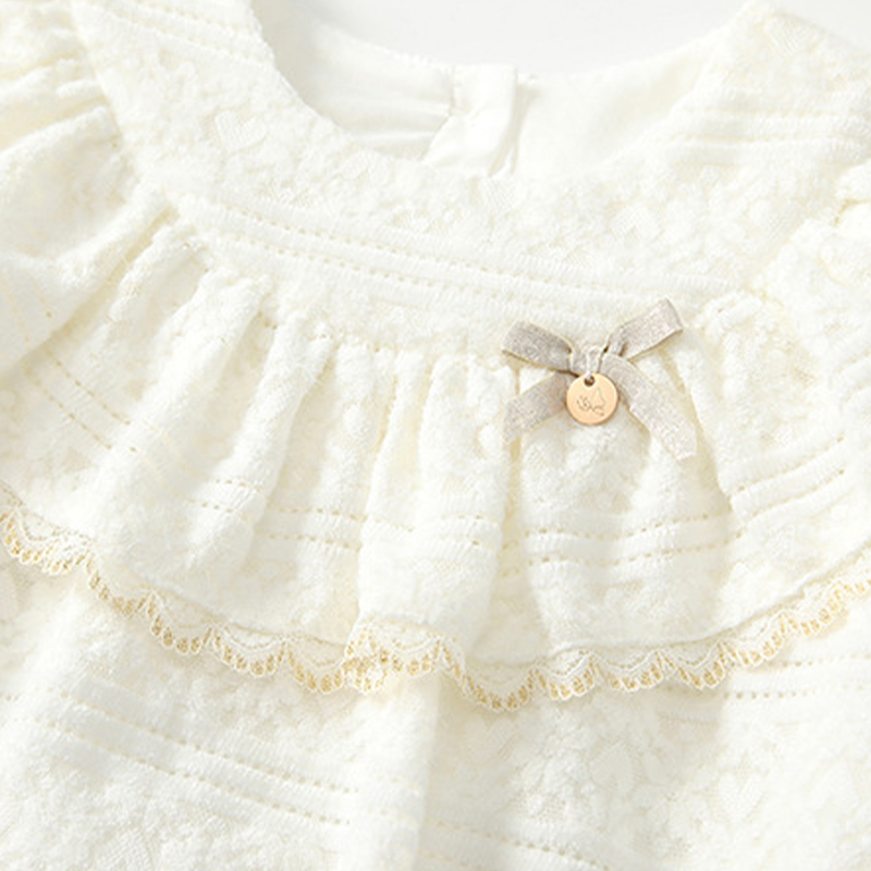 [Archive Sale] Nylon Folds Lace Edge Bow Long Sleeve Regular Bodysuit - image 4