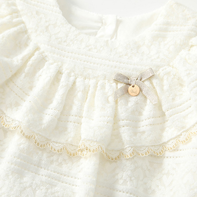 [Archive Sale] Nylon Folds Lace Edge Bow Long Sleeve Regular Bodysuit - image 4