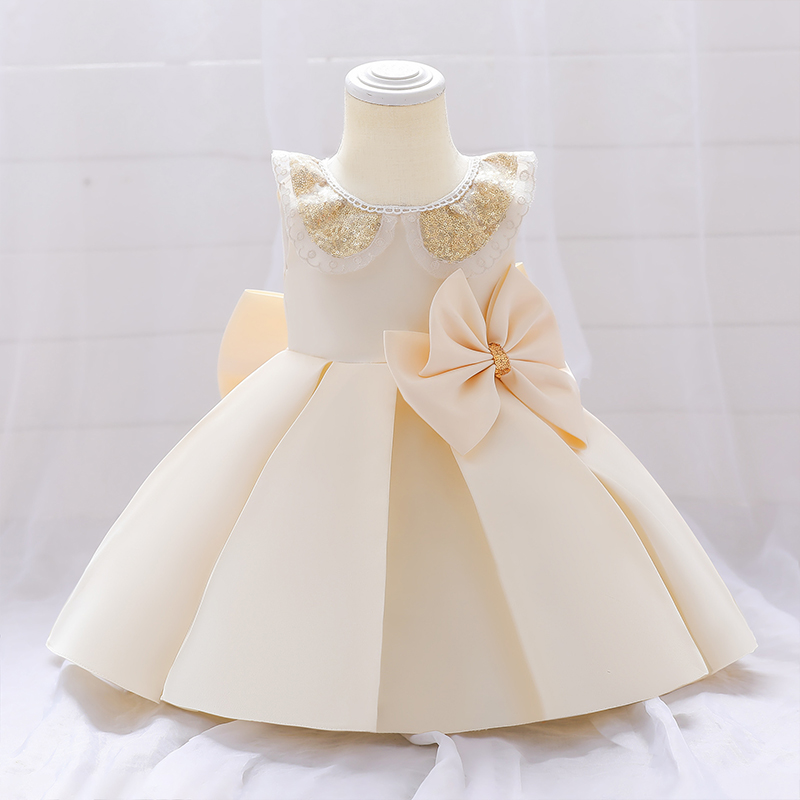 Satin Bow Sleeveless Midi Dresses - Champagne - 5Y - image 15
