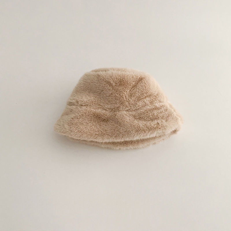 Solid Fur Hat - Light Beige - 1-3Y - image 14