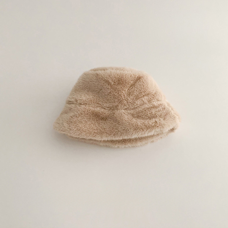 Solid Fur Hat - Light Beige - 1-3Y - image 14