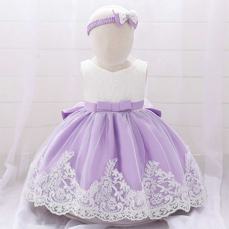 Satin Applique Sleeveless Midi Dresses - Purple - 1-2Y - image 16
