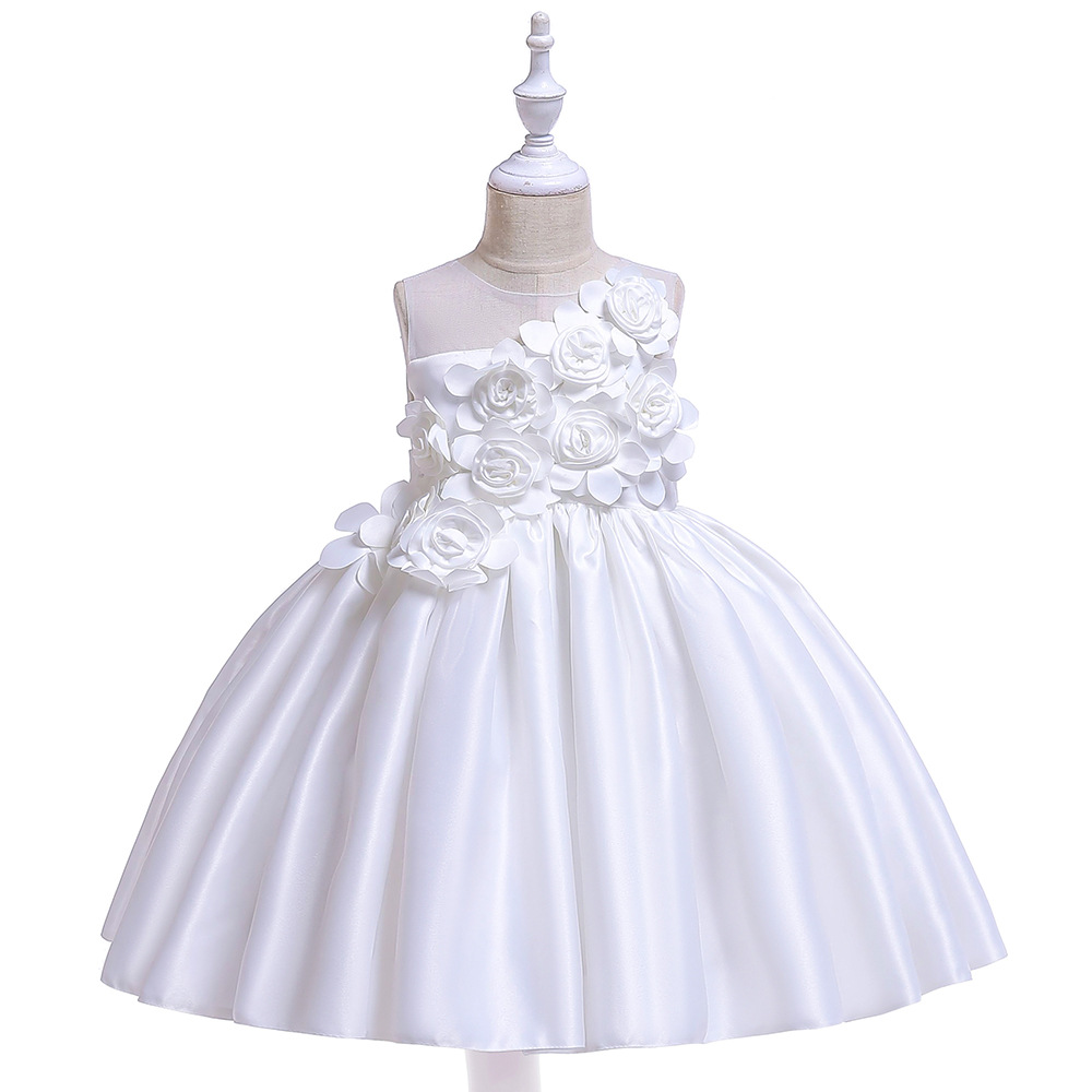 Satin Rosette Sleeveless Midi Dresses - White - 11-12Y - image 19