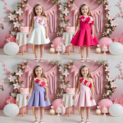 Scuba Knit Rosette Sleeveless Regular Dresses - image 13