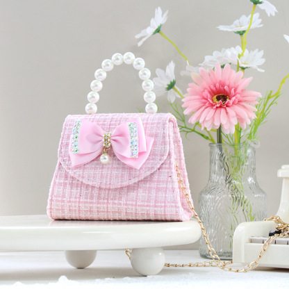 Houndstooth With Pearls Bags - Light Pink - 4-12Y - image 3