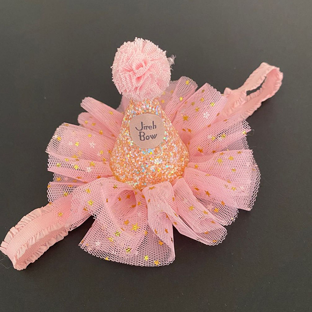 Polka Dots Fuzzy Ball Hairband - Pink Hair Band Style - 0-7Y - image 6