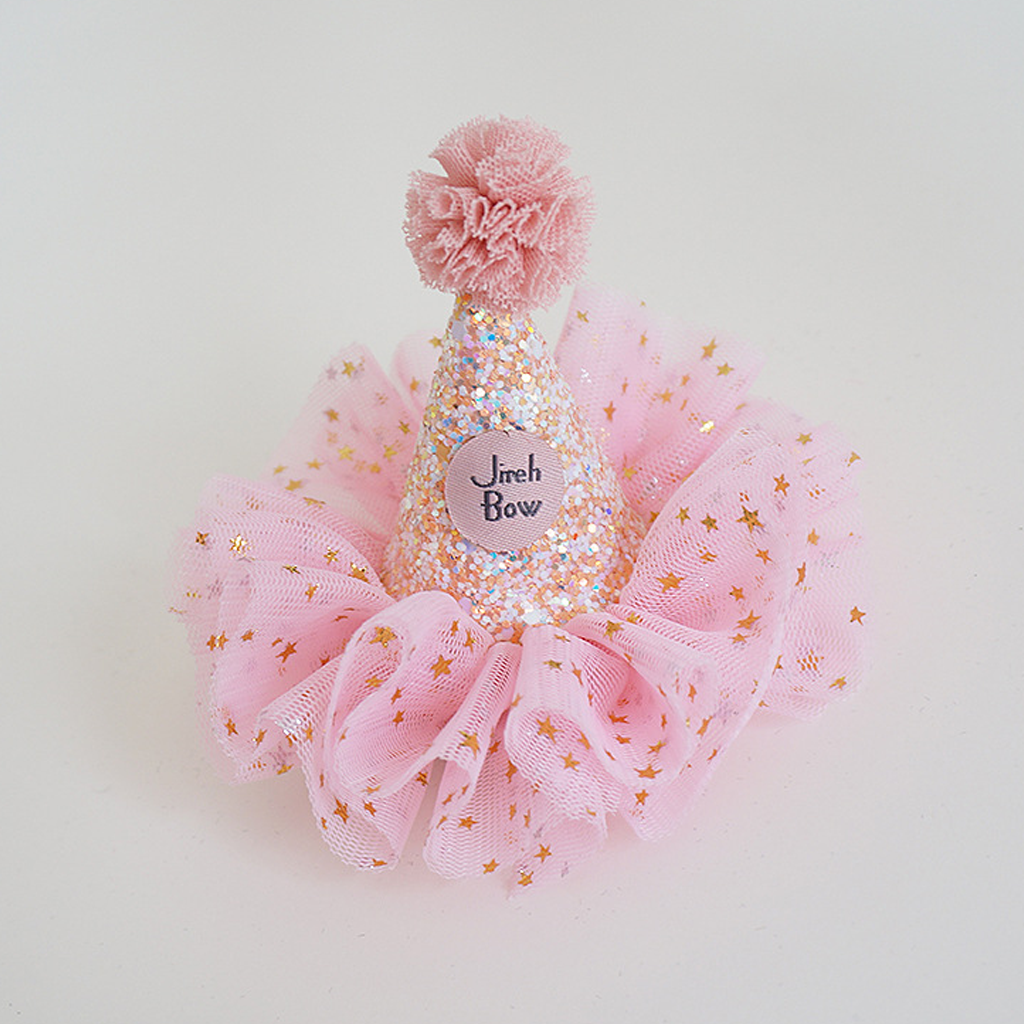 Polka Dots Fuzzy Ball Hairband - Pink Hair Clip - 0-7Y - image 3