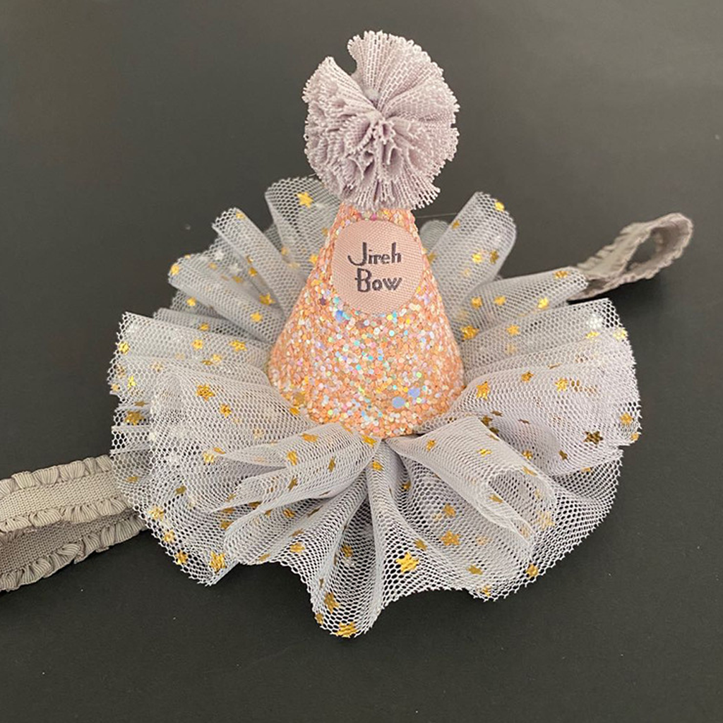 Polka Dots Fuzzy Ball Hairband - Gray Hair Band Style - 0-7Y - image 5