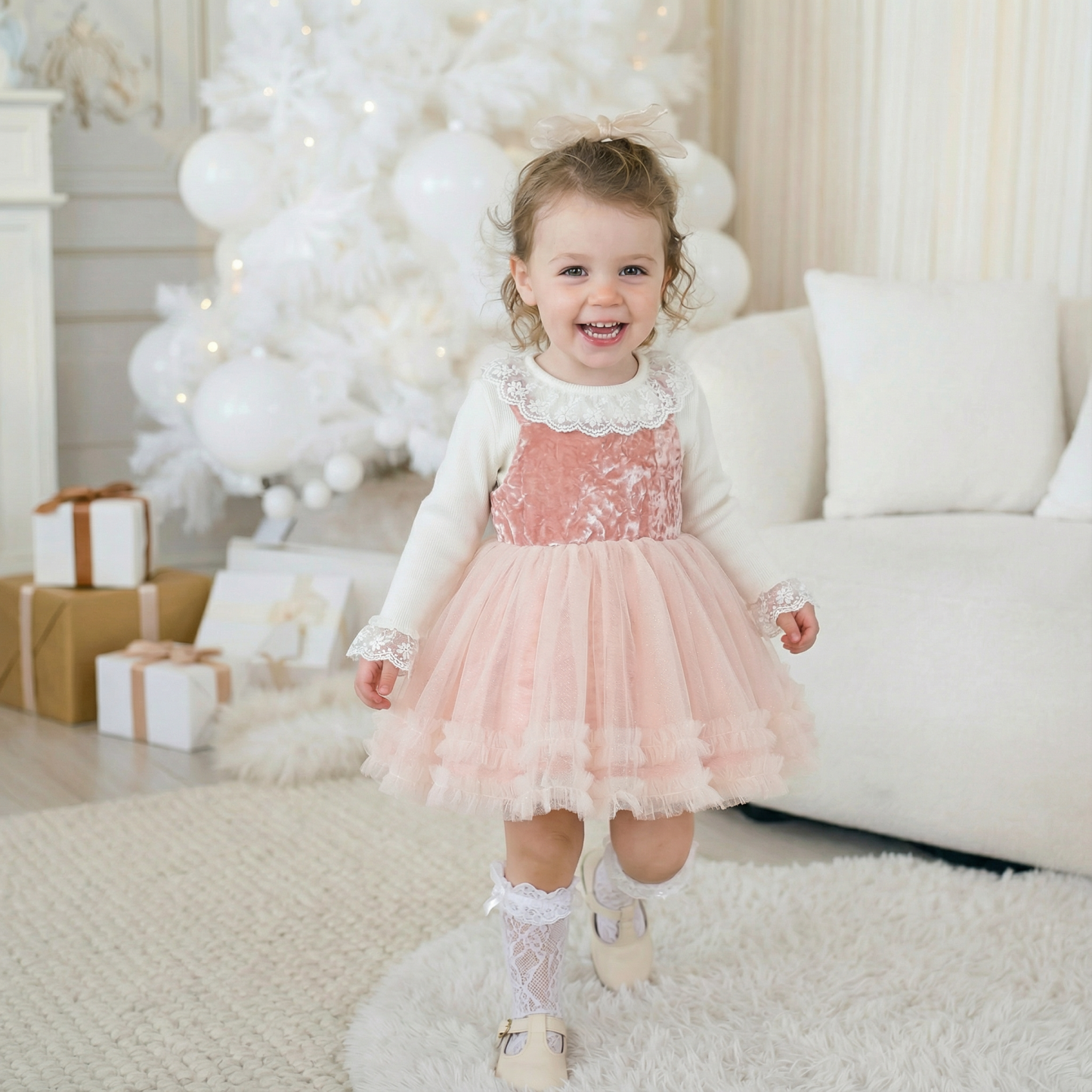 [Archive Sale] Mesh Split Joint Sleeveless Midi Dresses - Pink - 1-2Y - image 1