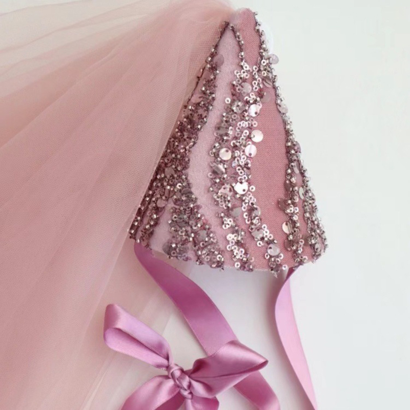 Solid With Embroidery Barrette - Floating Yarn Sequin Hat - 0-7Y - image 4